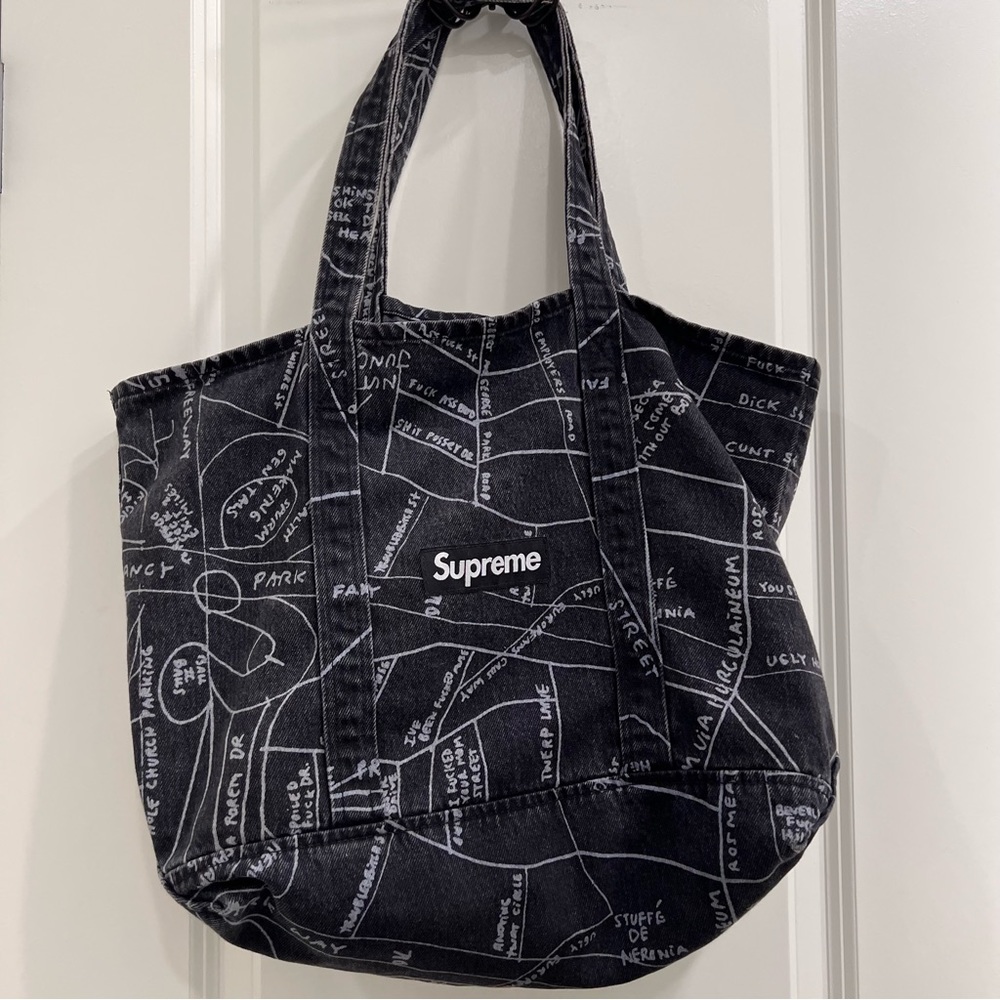 Supreme Gonz Map Denim Tote
